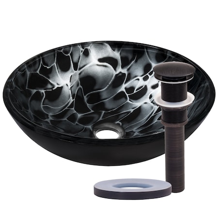 Novatto TARTARUGA Glass Vessel Bathroom Sink Set, Oil Rubbed Bronze NOHP-G012ORB